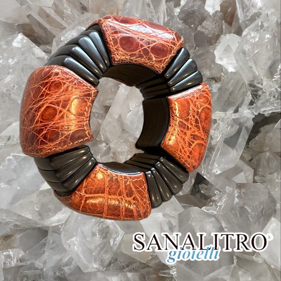 Sanalitro Leather and Ebony Cuff